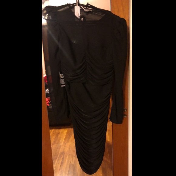 Express Ruched Long Sleeve Mini Sheath Dress - Picture 4 of 6